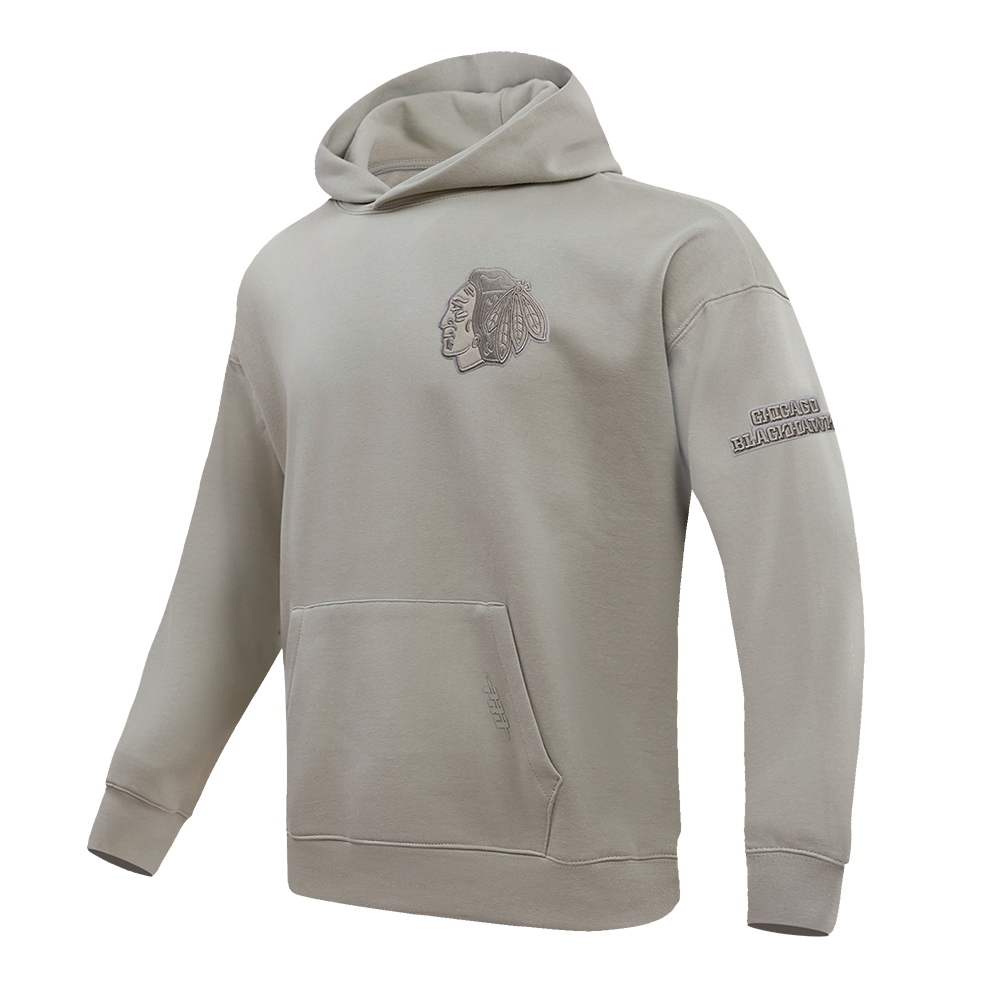 NHL CHICAGO BLACKHAWKS NEUTRAL MEN'S DROP SHOULDER FLC PO HOODIE (TAUPE)