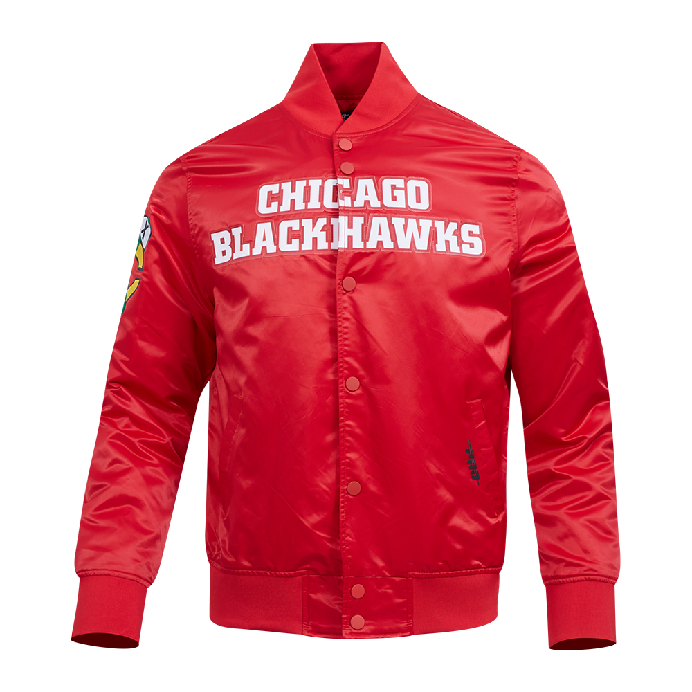 NHL CHICAGO BLACKHAWKS CLASSIC MEN'S  SATIN JACKET (RED)