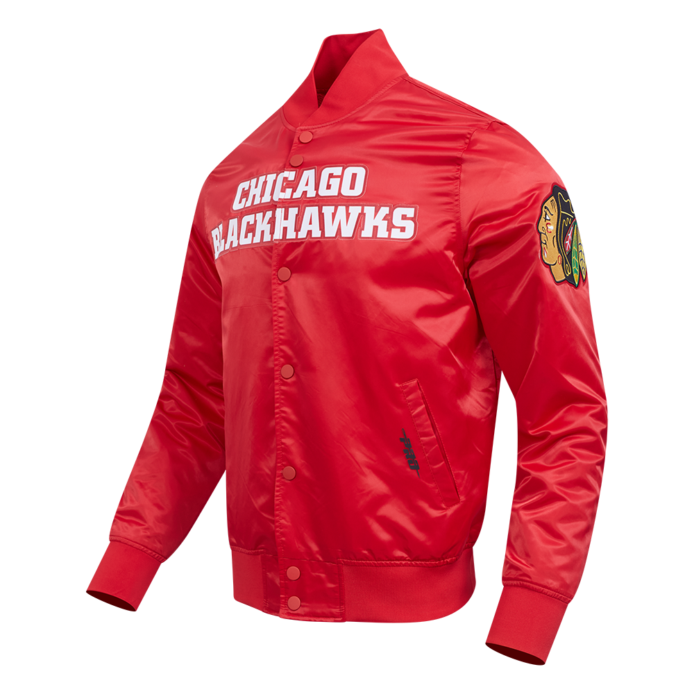 NHL CHICAGO BLACKHAWKS CLASSIC MEN'S  SATIN JACKET (RED)