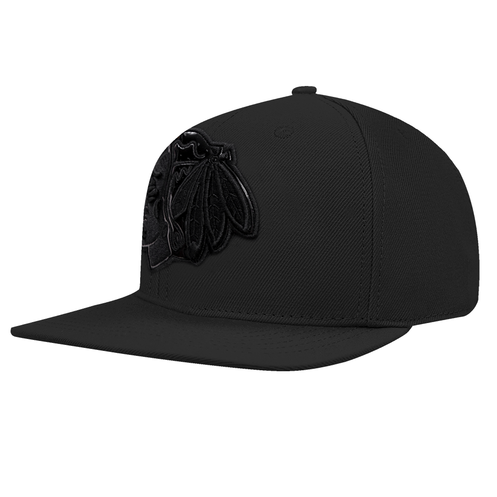NHL CHICAGO BLACKHAWKS CLASSIC 3BK WOOL UNISEX SNAPBACK HAT (TRIPLE BLACK)