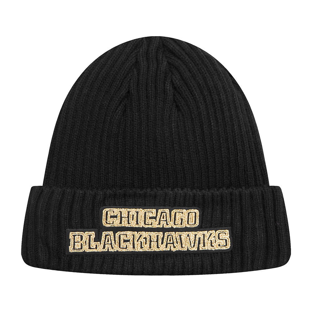 NHL CHICAGO BLACKHAWKS BLACK & GOLD BEANIE (BLACK)