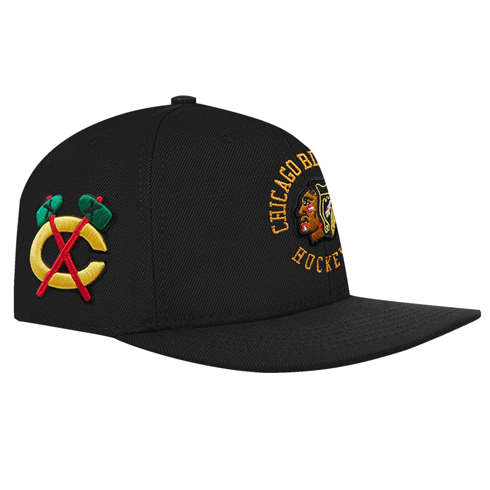 NHL CHICAGO BLACKHAWKS HYBRID SNAPBACK HAT (BLACK)