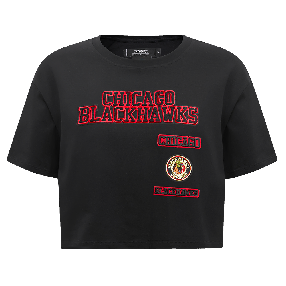 NHL CHICAGO BLACKHAWKS RETRO CLASSIC T-SHIRT À COUPE CARRÉE POUR FEMME (NOIR)