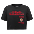 NHL CHICAGO BLACKHAWKS RETRO CLASSIC T-SHIRT À COUPE CARRÉE POUR FEMME (NOIR)