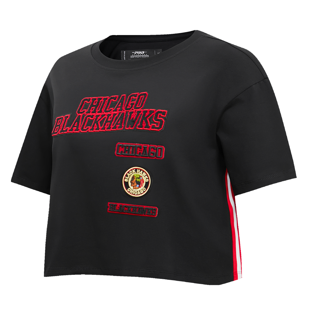 NHL CHICAGO BLACKHAWKS RETRO CLASSIC T-SHIRT À COUPE CARRÉE POUR FEMME (NOIR)
