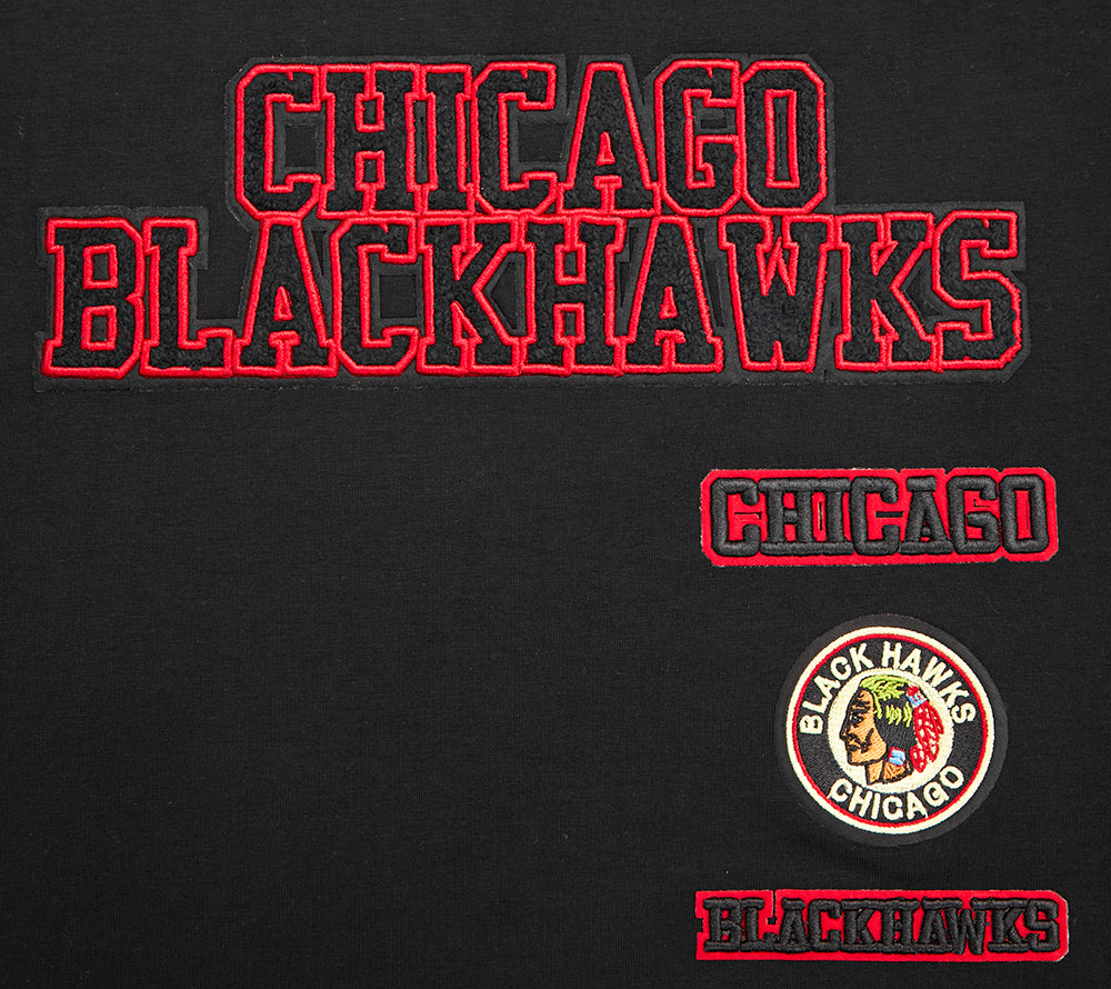 NHL CHICAGO BLACKHAWKS RETRO CLASSIC T-SHIRT À COUPE CARRÉE POUR FEMME (NOIR)