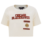 NHL CHICAGO BLACKHAWKS RETRO CLASSIC T-SHIRT À COUPE CARRÉE POUR FEMME (COQUILLE D'ŒUF)