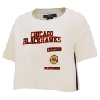 NHL CHICAGO BLACKHAWKS RETRO CLASSIC T-SHIRT À COUPE CARRÉE POUR FEMME (COQUILLE D'ŒUF)