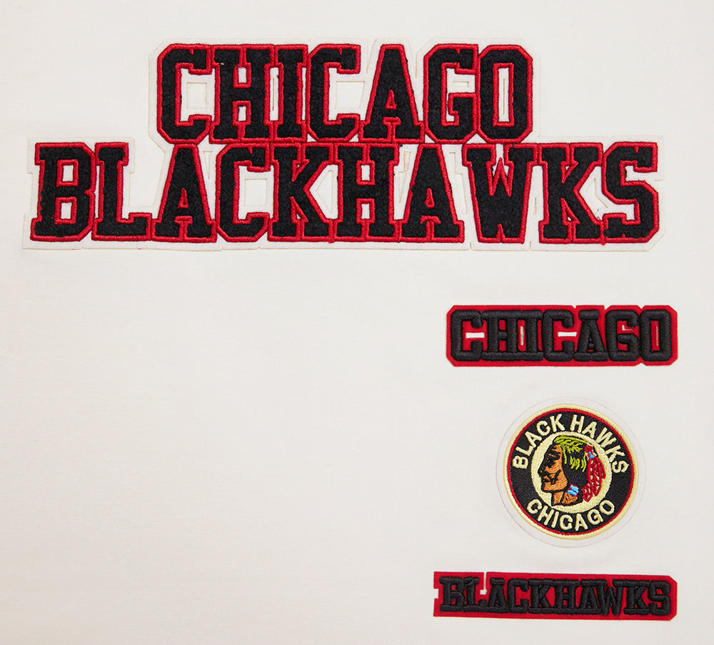 NHL CHICAGO BLACKHAWKS RETRO CLASSIC T-SHIRT À COUPE CARRÉE POUR FEMME (COQUILLE D'ŒUF)