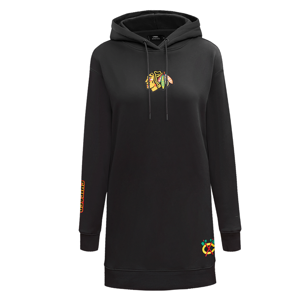 NHL CHICAGO BLACKHAWKS CLASSIC ROBE À CAPUCHON EN MOLLETON POUR FEMME (NOIR)