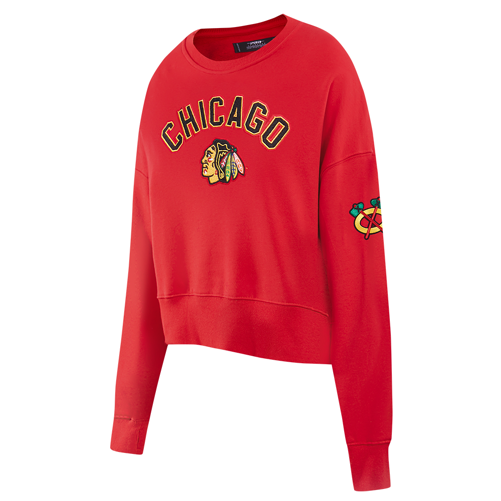 NHL CHICAGO BLACKHAWKS CLASSIC WOMEN'S FLC CREWNECK (RED)