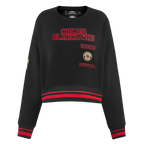 NHL CHICAGO BLACKHAWKS RETRO CLASSIC CHANDAIL À COL ROND CÔTELÉ POUR FEMME (NOIR/ROUGE/NOIR)