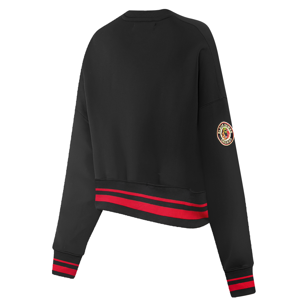 NHL CHICAGO BLACKHAWKS RETRO CLASSIC CHANDAIL À COL ROND CÔTELÉ POUR FEMME (NOIR/ROUGE/NOIR)