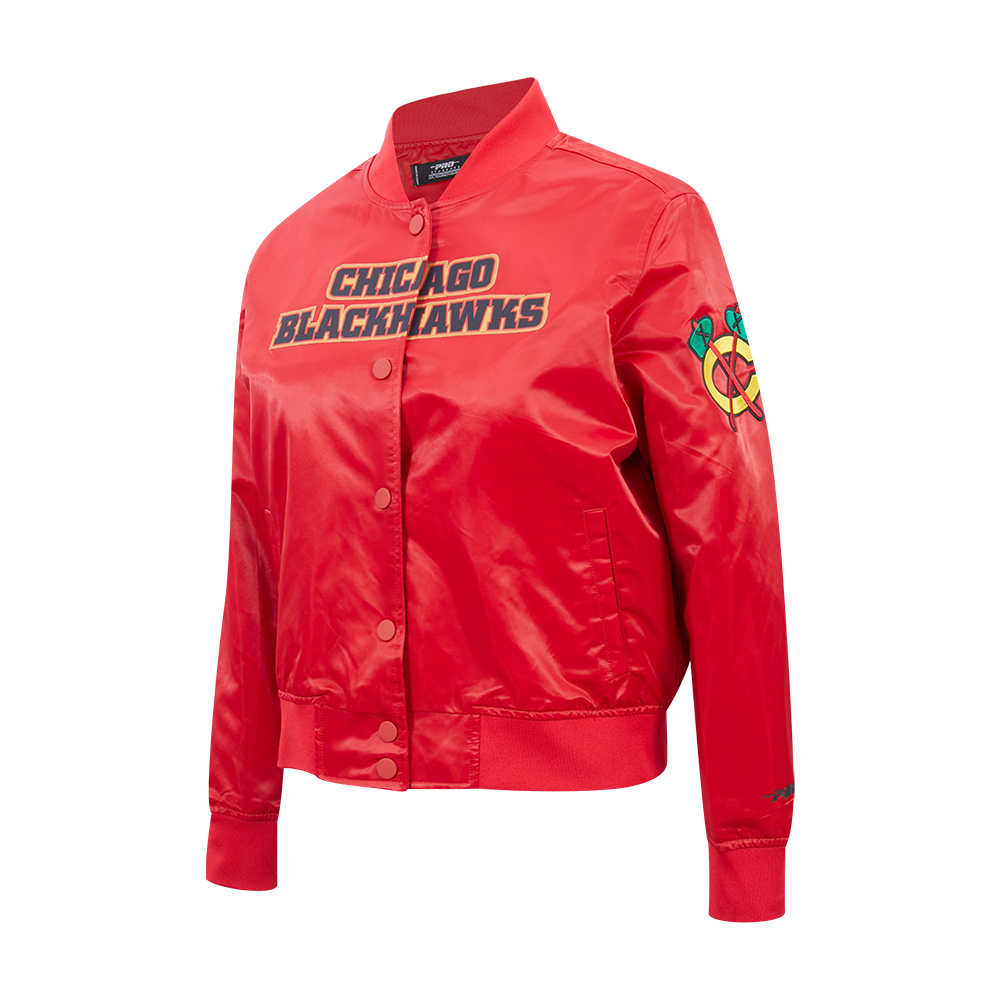 NHL CHICAGO BLACKHAWKS CLASSIC BLOUSON EN SATIN POUR FEMME (ROUGE)
