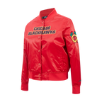 NHL CHICAGO BLACKHAWKS CLASSIC BLOUSON EN SATIN POUR FEMME (ROUGE)