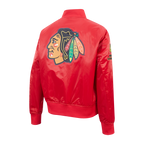 NHL CHICAGO BLACKHAWKS CLASSIC BLOUSON EN SATIN POUR FEMME (ROUGE)