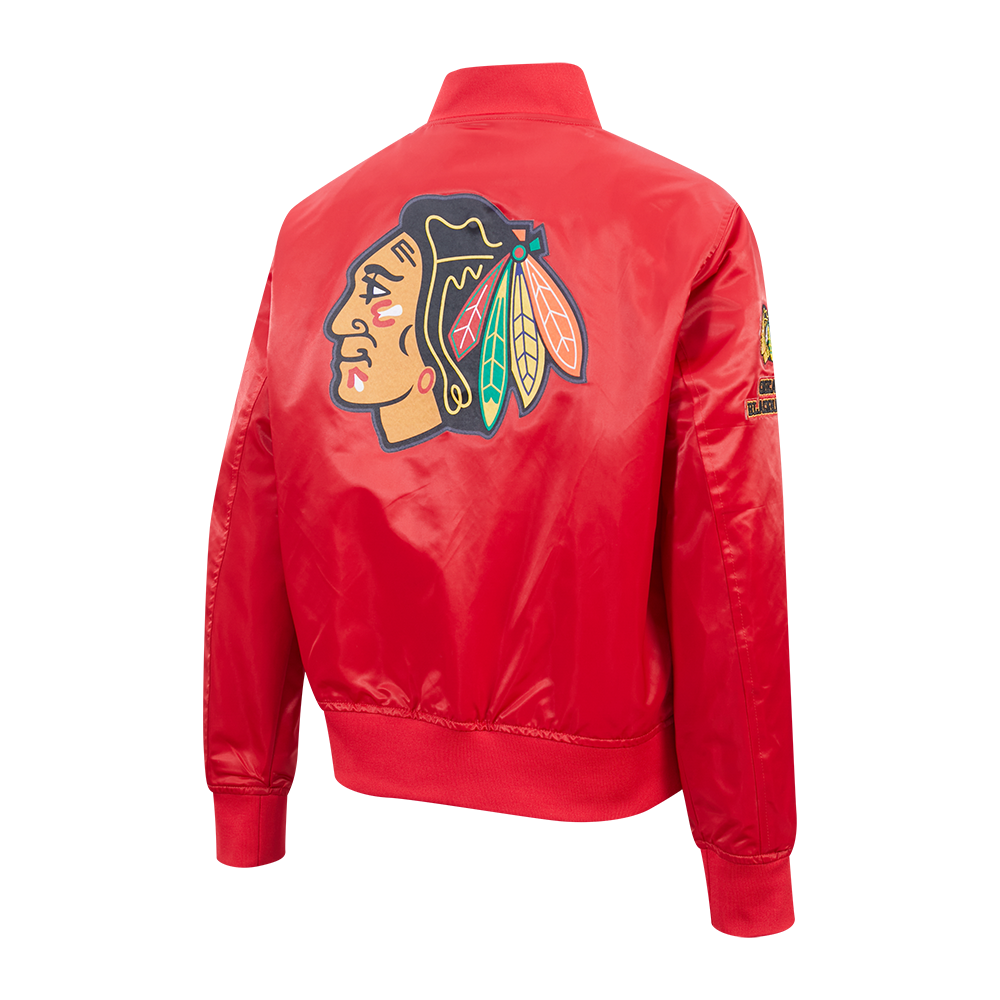 NHL CHICAGO BLACKHAWKS CLASSIC BLOUSON EN SATIN POUR FEMME (ROUGE)