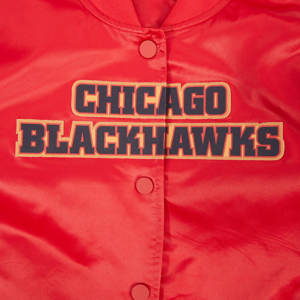 NHL CHICAGO BLACKHAWKS CLASSIC BLOUSON EN SATIN POUR FEMME (ROUGE)