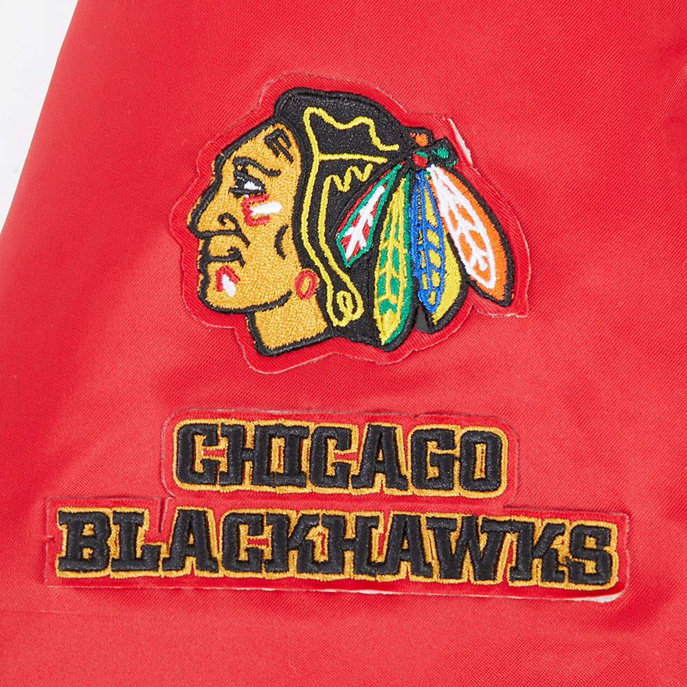 NHL CHICAGO BLACKHAWKS CLASSIC BLOUSON EN SATIN POUR FEMME (ROUGE)