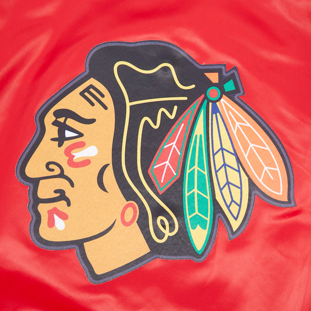 NHL CHICAGO BLACKHAWKS CLASSIC BLOUSON EN SATIN POUR FEMME (ROUGE)