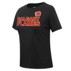 NHL CALGARY FLAMES CLASSIC T-SHIRT À MANCHES COURTES ET À COUPE AJUSTÉE POUR FEMME (NOIR)