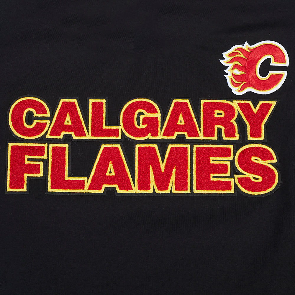 NHL CALGARY FLAMES CLASSIC T-SHIRT À MANCHES COURTES ET À COUPE AJUSTÉE POUR FEMME (NOIR)