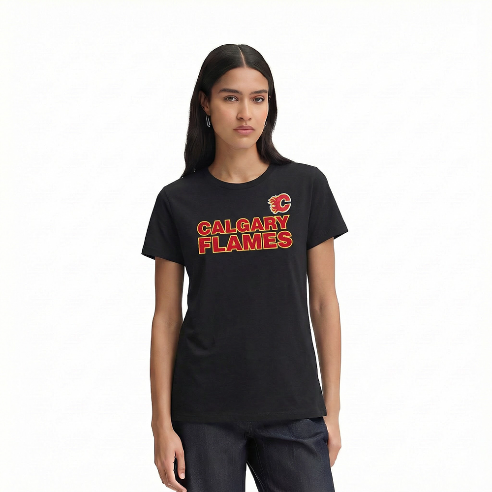 NHL CALGARY FLAMES CLASSIC WOMEN'S SS SLIM FIT TEE (BLACK)
