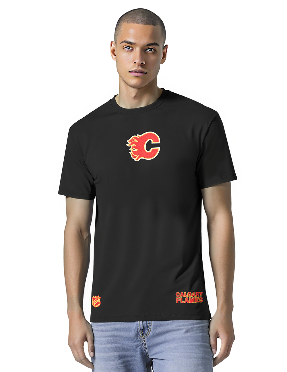 NHL CALGARY FLAMES WINGSPAN MEN'S CJ DROP SHOULDER TEE (BLACK)