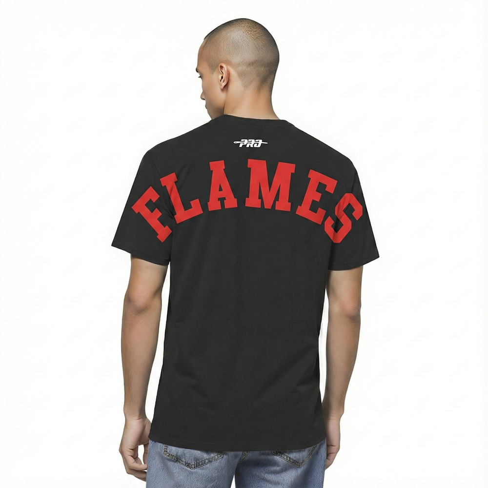 NHL CALGARY FLAMES WINGSPAN T-SHIRT EN JERSEY DE COTON À ÉPAULES TOMBANTES POUR HOMME (NOIR)