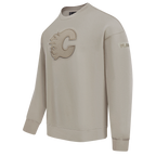 NHL CALGARY FLAMES NEUTRAL CHANDAIL À COL ROND EN MOLLETON À ÉPAULES TOMBANTES POUR HOMME (TAUPE)