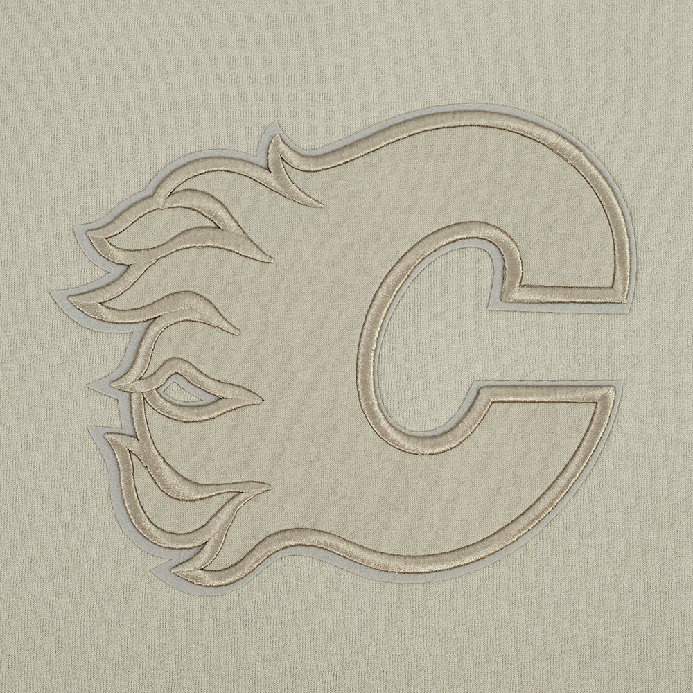 NHL CALGARY FLAMES NEUTRAL CHANDAIL À COL ROND EN MOLLETON À ÉPAULES TOMBANTES POUR HOMME (TAUPE)