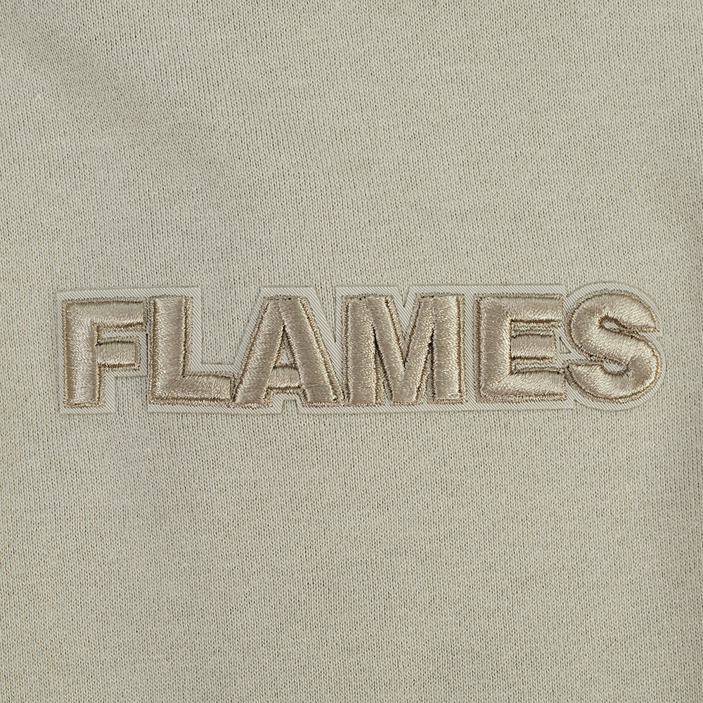 NHL CALGARY FLAMES NEUTRAL CHANDAIL À COL ROND EN MOLLETON À ÉPAULES TOMBANTES POUR HOMME (TAUPE)