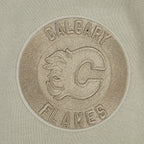 NHL CALGARY FLAMES NEUTRAL CHANDAIL À COL ROND EN MOLLETON À ÉPAULES TOMBANTES POUR HOMME (TAUPE)