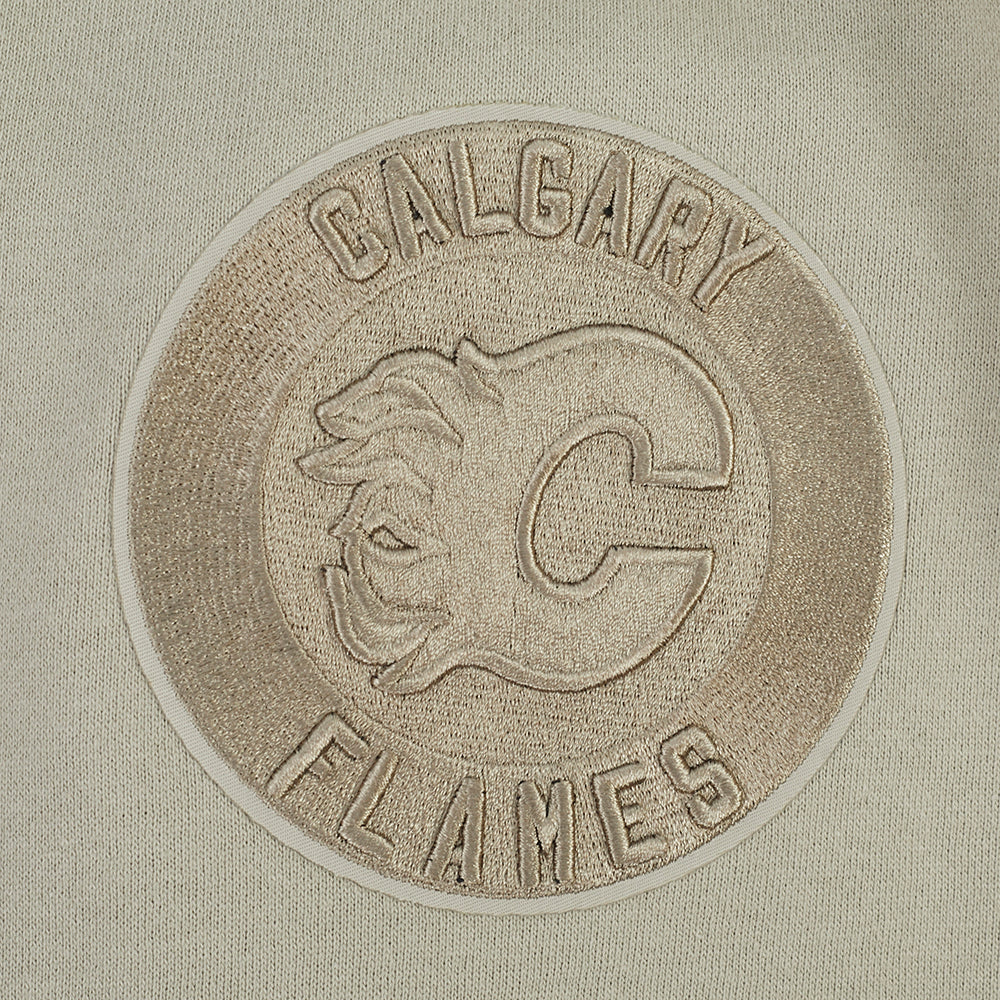 NHL CALGARY FLAMES NEUTRAL CHANDAIL À COL ROND EN MOLLETON À ÉPAULES TOMBANTES POUR HOMME (TAUPE)