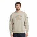 NHL CALGARY FLAMES NEUTRAL CHANDAIL À COL ROND EN MOLLETON À ÉPAULES TOMBANTES POUR HOMME (TAUPE)