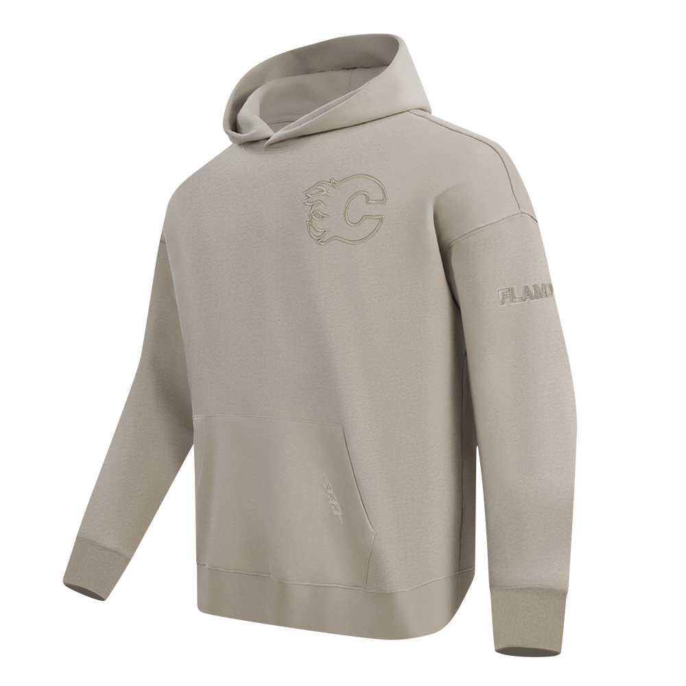 NHL CALGARY FLAMES NEUTRAL MEN'S  DROP SHOULDER FLC PO HOODIE (TAUPE)