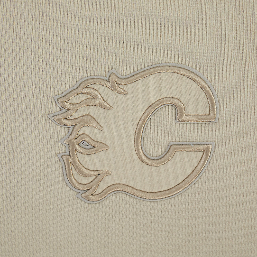 NHL CALGARY FLAMES NEUTRAL MEN'S  DROP SHOULDER FLC PO HOODIE (TAUPE)