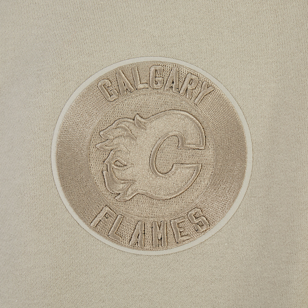 NHL CALGARY FLAMES NEUTRAL MEN'S  DROP SHOULDER FLC PO HOODIE (TAUPE)