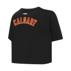 NHL CALGARY FLAMES CLASSIC WOMEN'S SJ BOXY TEE (BLACK)