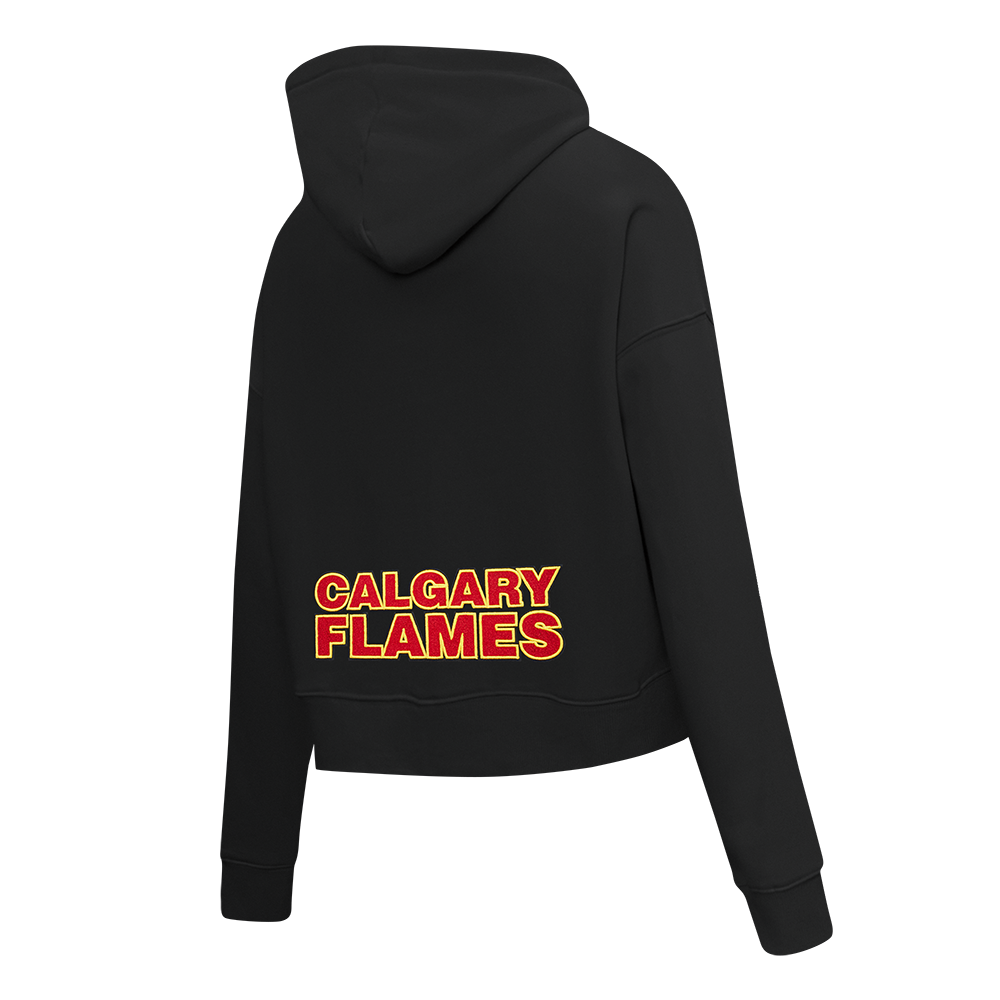 NHL CALGARY FLAMES CLASSIC WOMEN'S FLC CROPPED PO HOODIE (BLACK)