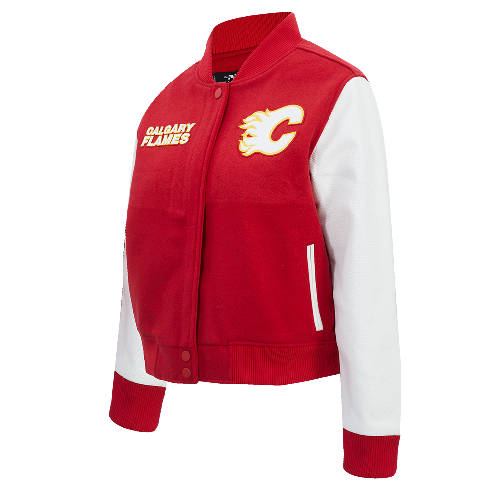 NHL CALGARY FLAMES CLASSIC WOMEN'S VARSITY JACKET (RED/WHITE)