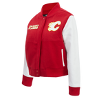 NHL CALGARY FLAMES CLASSIC WOMEN'S VARSITY JACKET (RED/WHITE)