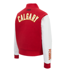 NHL CALGARY FLAMES CLASSIC WOMEN'S VARSITY JACKET (RED/WHITE)