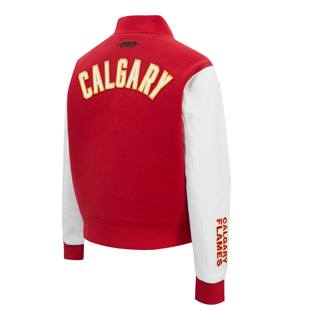 NHL CALGARY FLAMES CLASSIC WOMEN'S VARSITY JACKET (RED/WHITE)