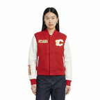 NHL CALGARY FLAMES CLASSIC WOMEN'S VARSITY JACKET (RED/WHITE)