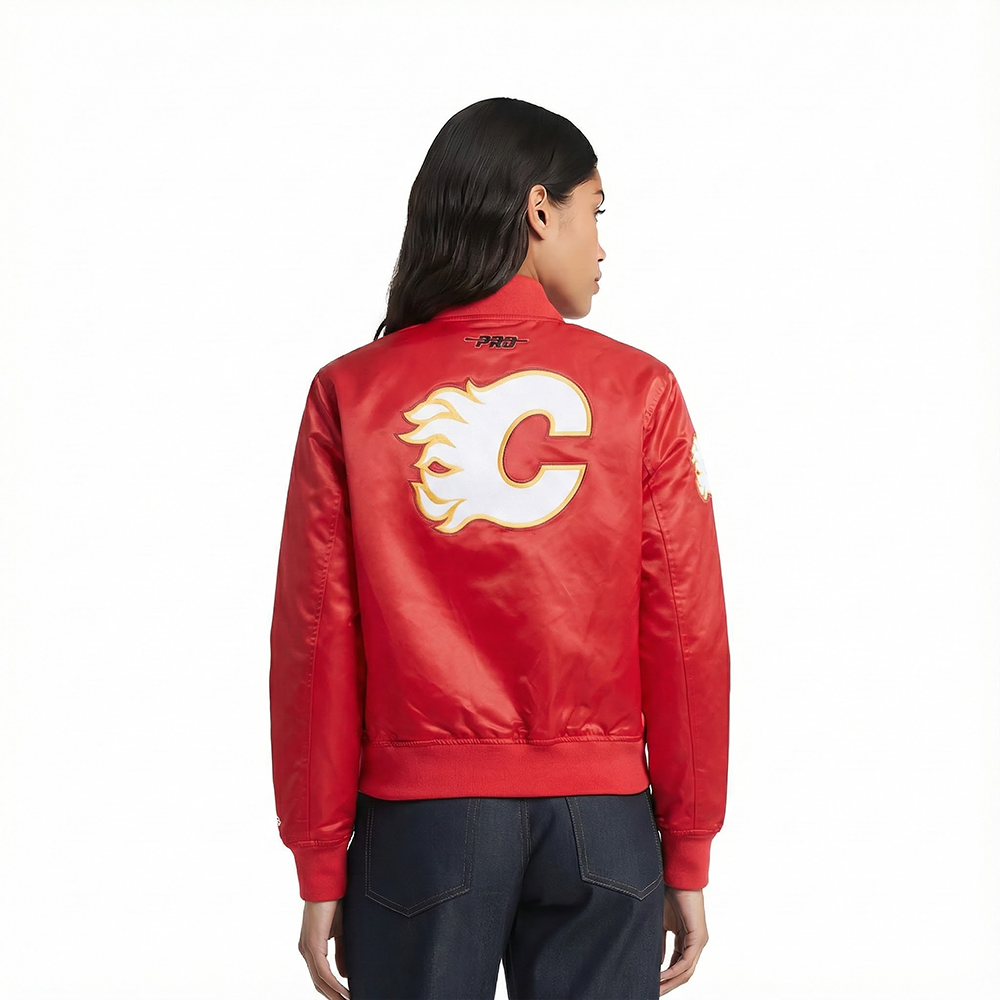 NHL CALGARY FLAMES CLASSIC WOMEN'S SATIN JACKET (RED)