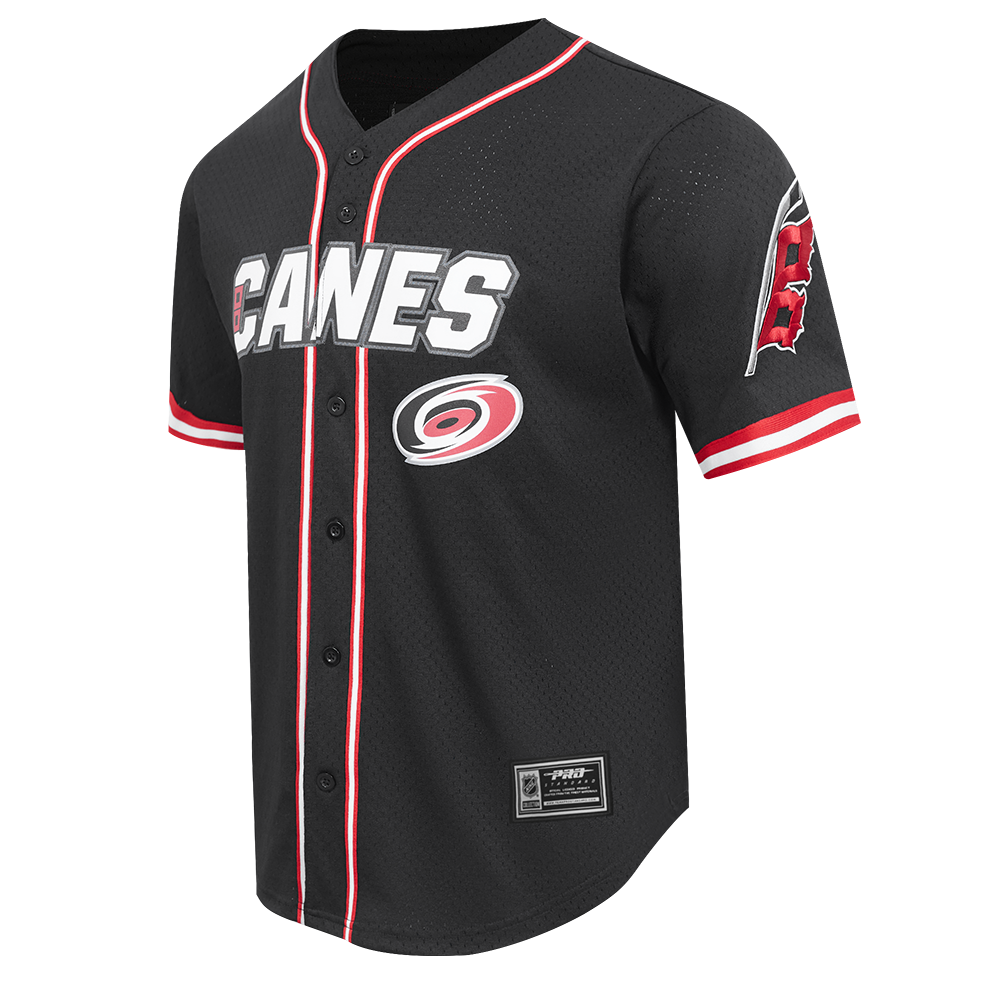 NHL CAROLINA HURRICANES CLASSIC MESH MEN'S BUTTON DOWN SHIRT (BLACK/RED)