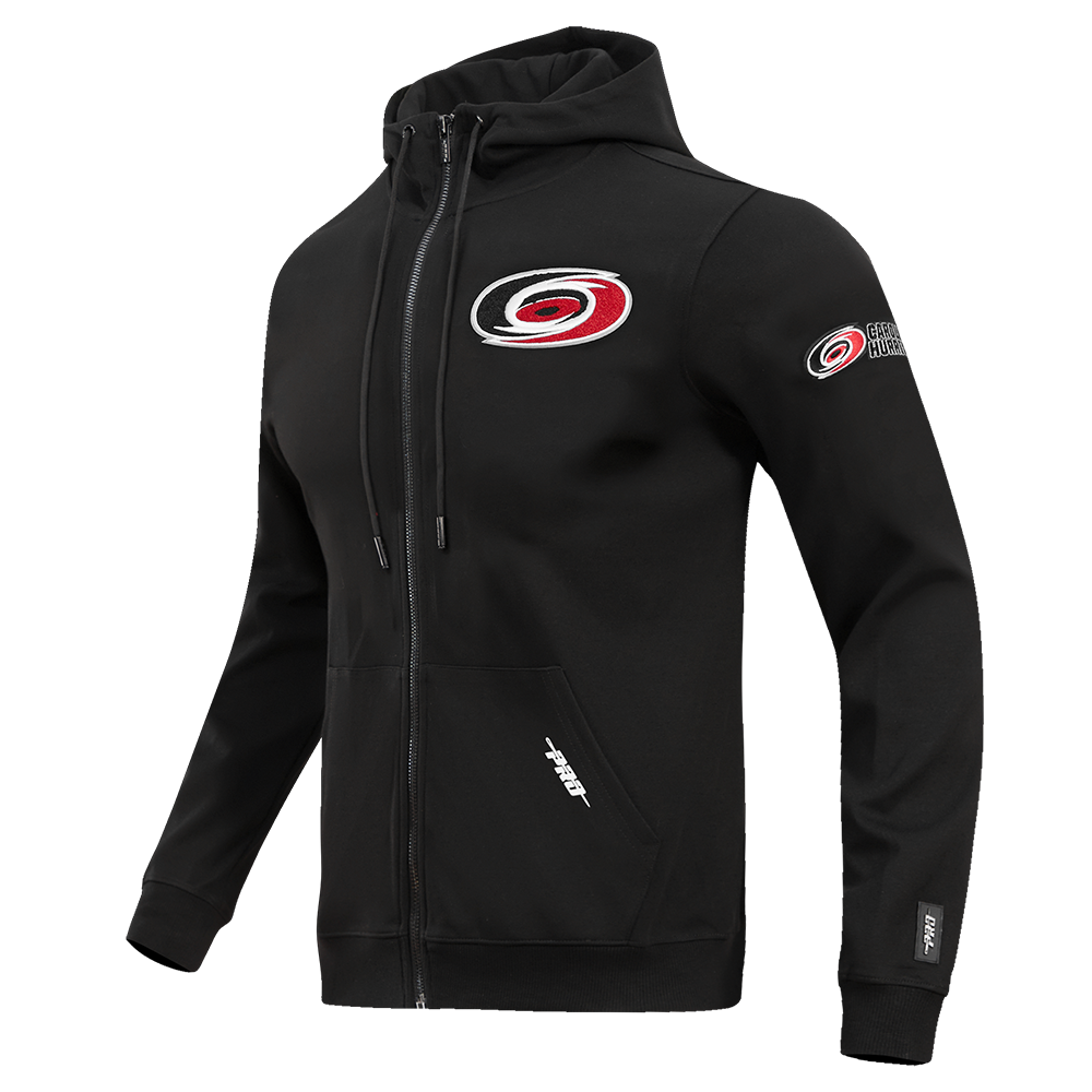 NHL CAROLINA HURRICANES CLASSIC CHENILLE MEN'S DK PO HOODIE (BLACK)