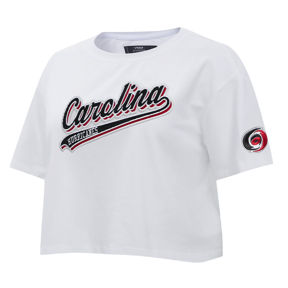 NHL CAROLINA HURRICANES SCRIPT TAIL WOMEN'S SJ BOXY TEE (WHITE)