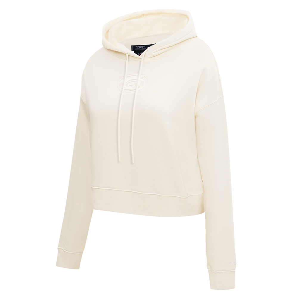 NHL CAROLINA HURRICANES NEUTRAL WOMEN'S CROPPED PULLOVER HOODIE (EGGSHELL)
